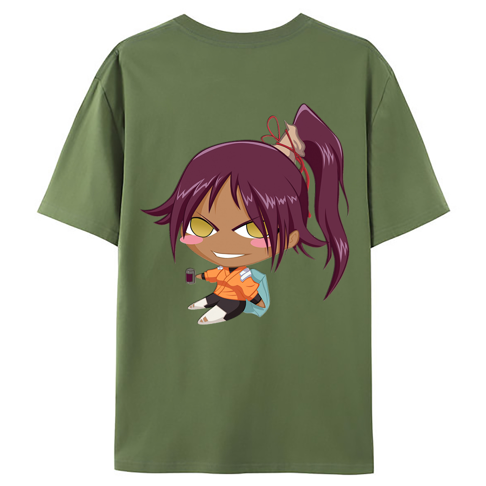 （画像用） ブリーチ 四楓院 夜一（しほういん よるいち） BLEACH Shihouin Yoruichi 綿100％ メンズ半袖Tシャツ（バックプリント） 通気性